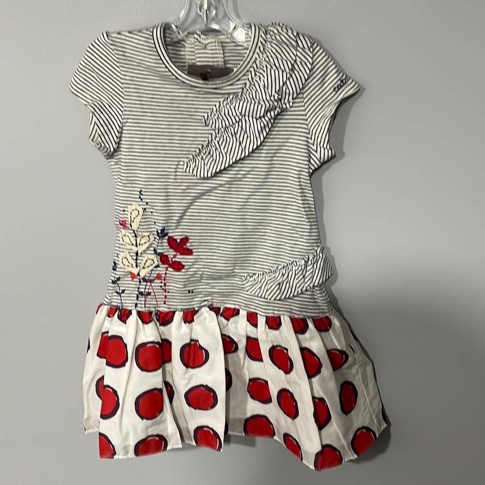 NWT Catamini Stripes, Frills and Dots Cotton Dress Size 2 year